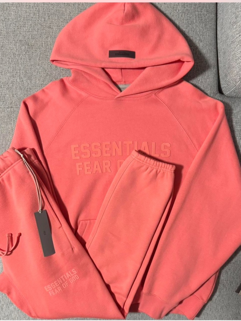 Unisex Coral Hoodie Sweatshirt and pants essentials fear of god